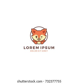 cute fox animal logo template vector icon female