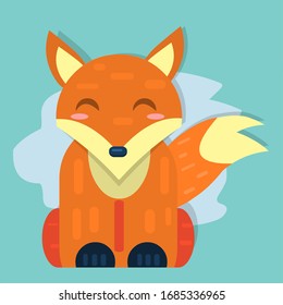 cute fox animal sitting vector illustration 