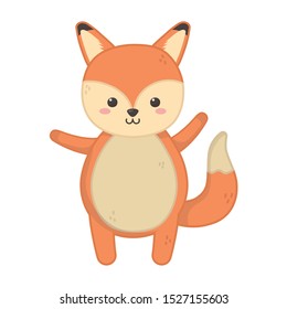 cute fox animal standing on white background vector illustration