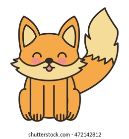 cute fox animal tender isolated icon vector illustration design