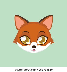 Cute fox avatar with flat colors
