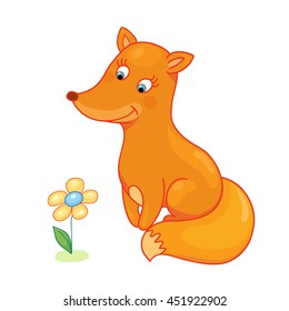 cute fox baby isolated caracter animal vector illustration