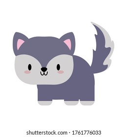 cute fox baby kawaii, flat style icon vector illustration design