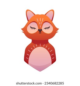 Cute Fox Baby Sleeping. Little Animals. Poster, Clothes Print, Textile print, Greeting Card. Vector Illustration in Cartoon Style.