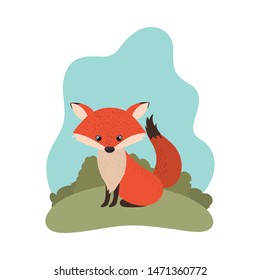 cute fox with background landscape