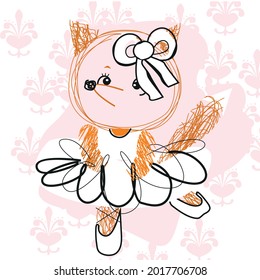 Cute fox ballerina illustration for children's fashion industry .