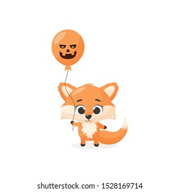 cute fox with balloons on white background. Vector illustration EPS10