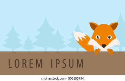 Cute fox banner - Vector