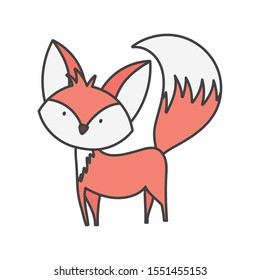 cute fox with big tail standing on white background vector illustration