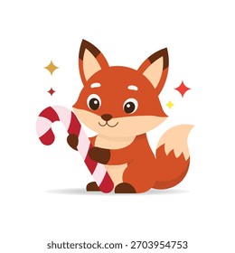 Cute fox with cane vector illustration