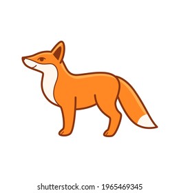 Cute fox - cartoon animal character. Vector illustration isolated on white background.