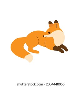 Cute fox - cartoon animal character. Vector illustration in flat style isolated on white background.