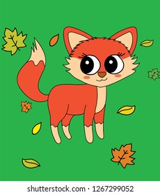 Cute fox cartoon character