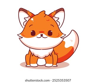 Cute Fox cartoon character. Adorable kawaii animal character isolated on white background.