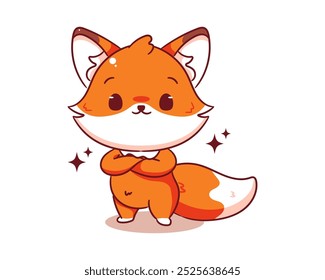 Cute Fox cartoon character. Adorable kawaii animal character isolated on white background.