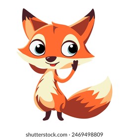 Cute fox cartoon character. Happy funny forest animal. Vector fox