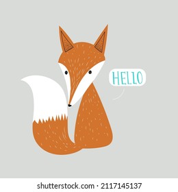 Cute fox cartoon character icon hand drawing vector illustration.