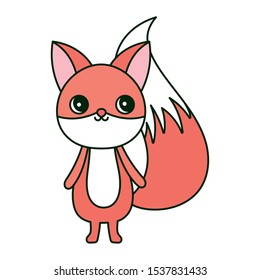 cute fox cartoon character on white background vector illustration