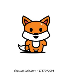 Cute fox cartoon character vector