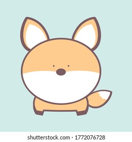 Cute fox cartoon character vector isolated on light blue background