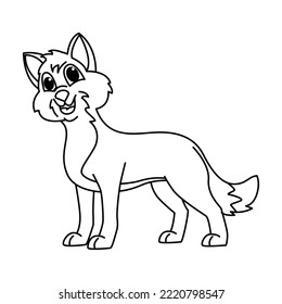 Cute fox cartoon characters vector illustration. For kids coloring book.