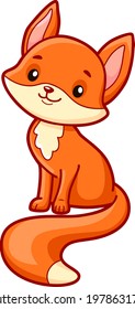 Cute fox cartoon. Fox clipart vector illustration