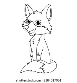 Cute fox cartoon coloring page illustration vector. For kids coloring book.