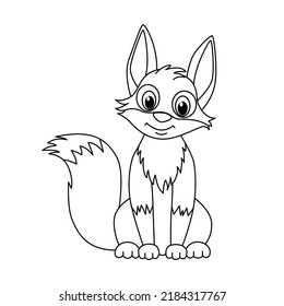 Cute fox cartoon coloring page illustration vector. For kids coloring book.