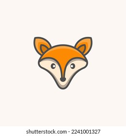 Cute Fox Cartoon Design Logo