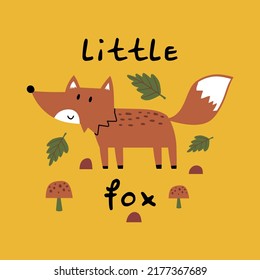 cute fox cartoon drawn as vector for kids fashion