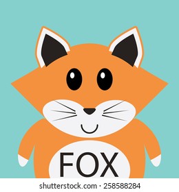 Cute fox cartoon flat icon avatar.