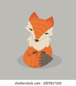Cute fox cartoon Fox flat style