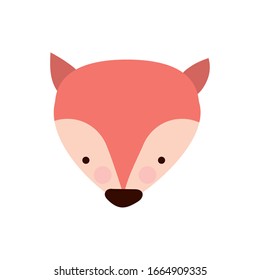 Cute fox cartoon flat style icon design, Animal zoo life nature character childhood and adorable theme Vector illustration