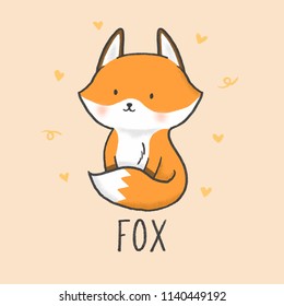 Cute Fox cartoon hand drawn style