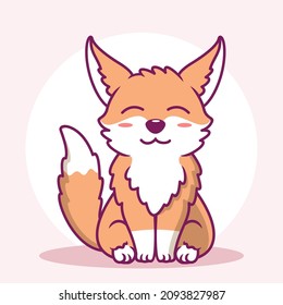 Cute Fox Cartoon Icon Illustration. Animal Flat Cartoon Style