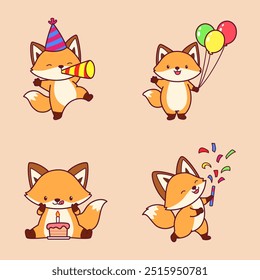 Cute Fox Cartoon Illustration Vector