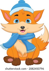 cute fox cartoon isolated on white background