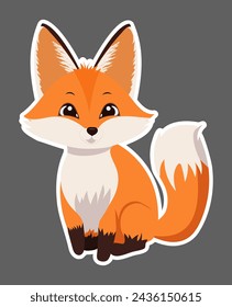 Cute fox cartoon isolated on a gray background, vector graphics EPS10