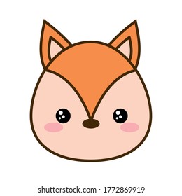 Cute fox cartoon line and fill style icon design, Kawaii animal zoo life nature and character theme Vector illustration