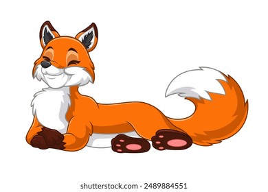 cute fox cartoon lying down relaxing