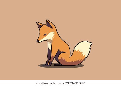 Cute fox cartoon minmal vector