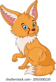 Cute fox cartoon on white background