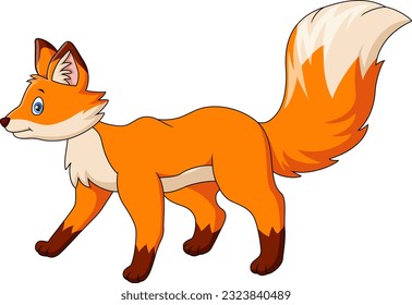 Cute fox cartoon on white background