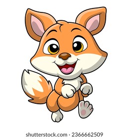 Cute fox cartoon on white background