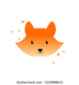 cute fox cartoon scandinavian illustration, cartoon animal portrait with sleepy fox face