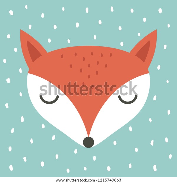 かわいいキツネの漫画の北欧イラスト ねむりの狐の顔をした漫画の動物