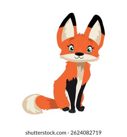 cute fox in cartoon style, vector illustration.