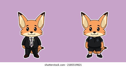 Cute Fox Cartoon Suite Vector
