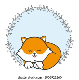 Vector de dibujos animados de zorro lindo. Ilustración de diseño de impresión animal.