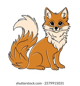 Cute fox cartoon, vector illustration, fox icon isolated on white background.